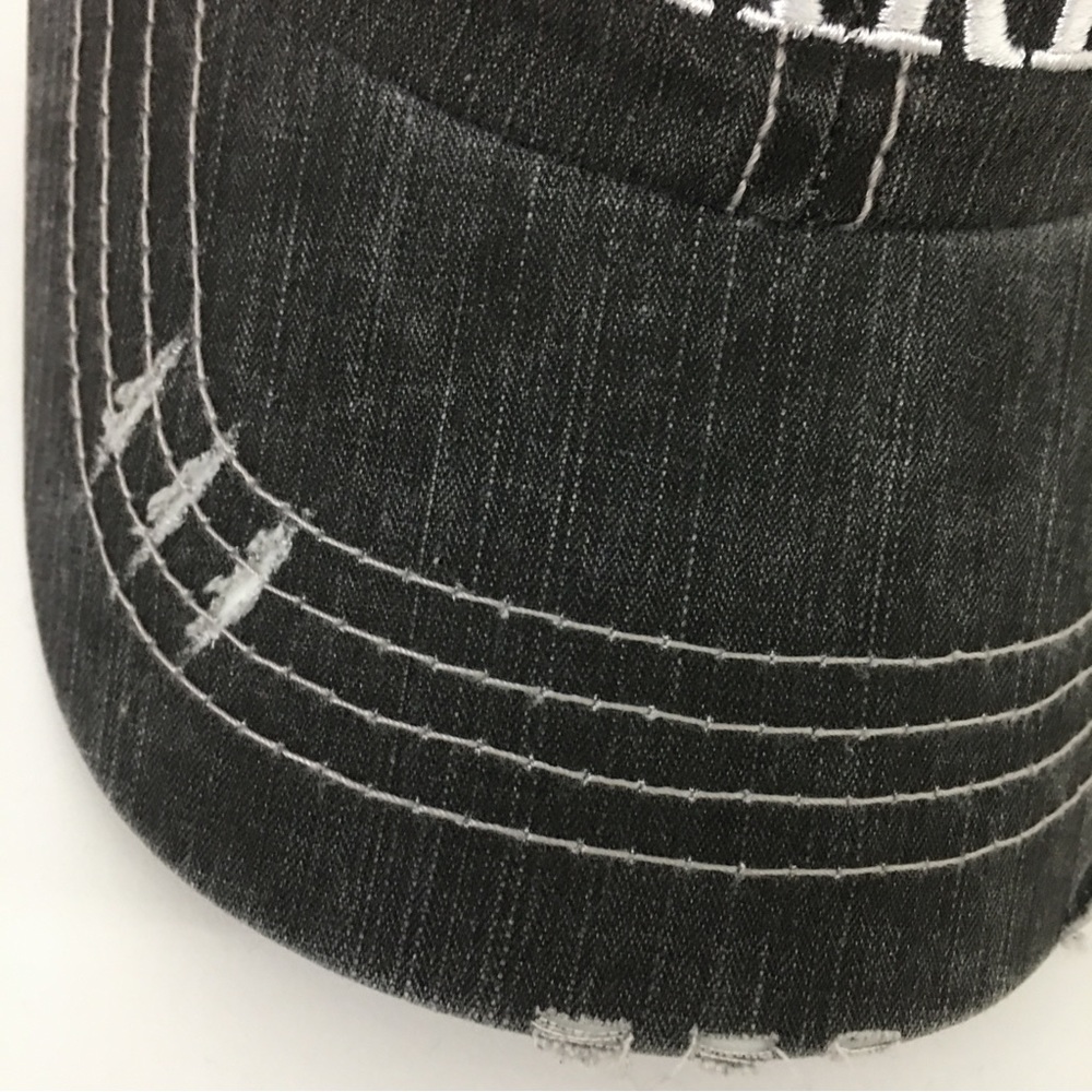 Biker Hair Don’t Care Distressed Embroidered Baseball Biker Cap - Picture 4 of 8
